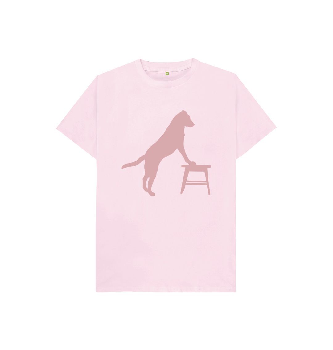 Pink hubert leslie dog and stool silhouette kids t shirt