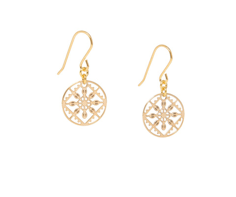 Gold vermeil lace design dangling earrings