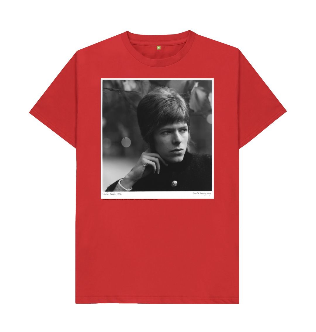 Red david bowie unisex crew neck t shirt