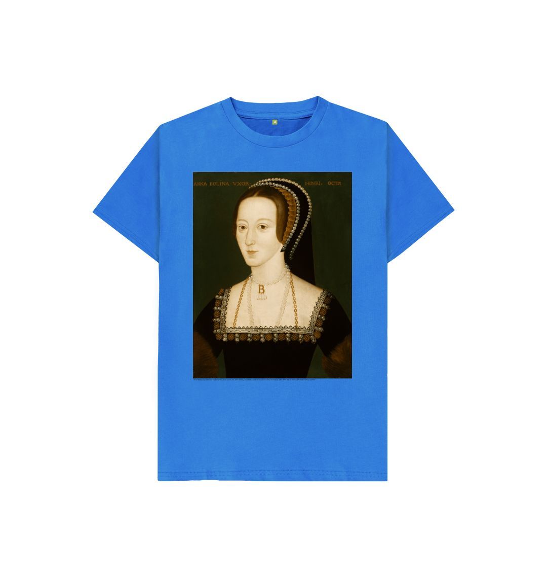 Bright blue anne boleyn kids t shirt
