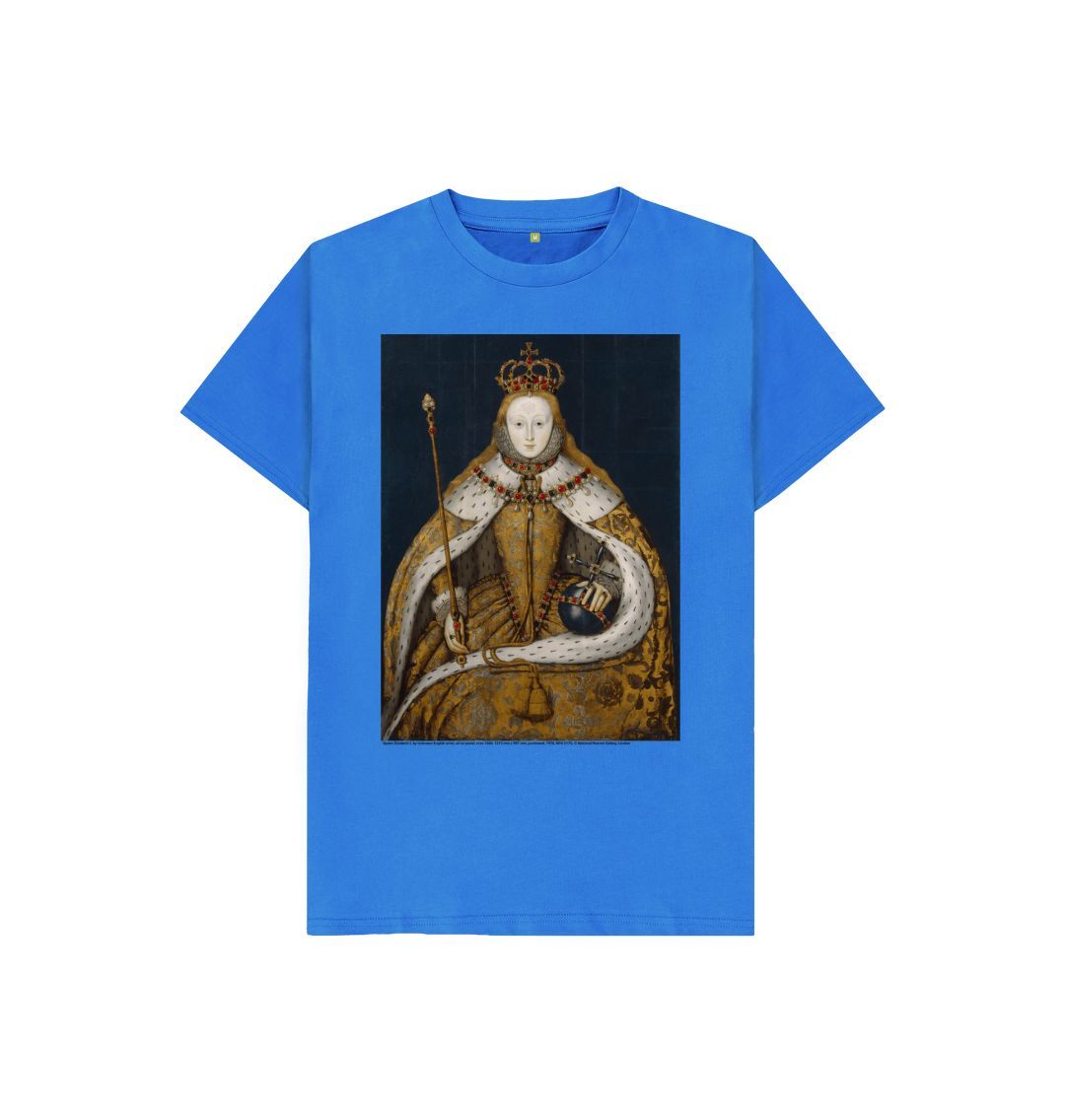 Bright blue queen elizabeth i kids t shirt
