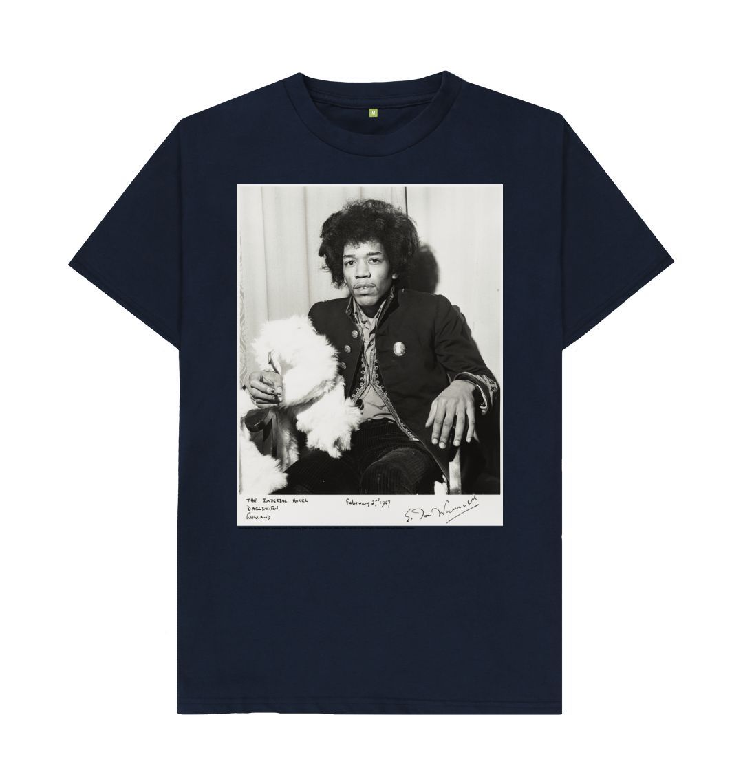 Navy blue jimi hendrix unisex crew neck t shirt