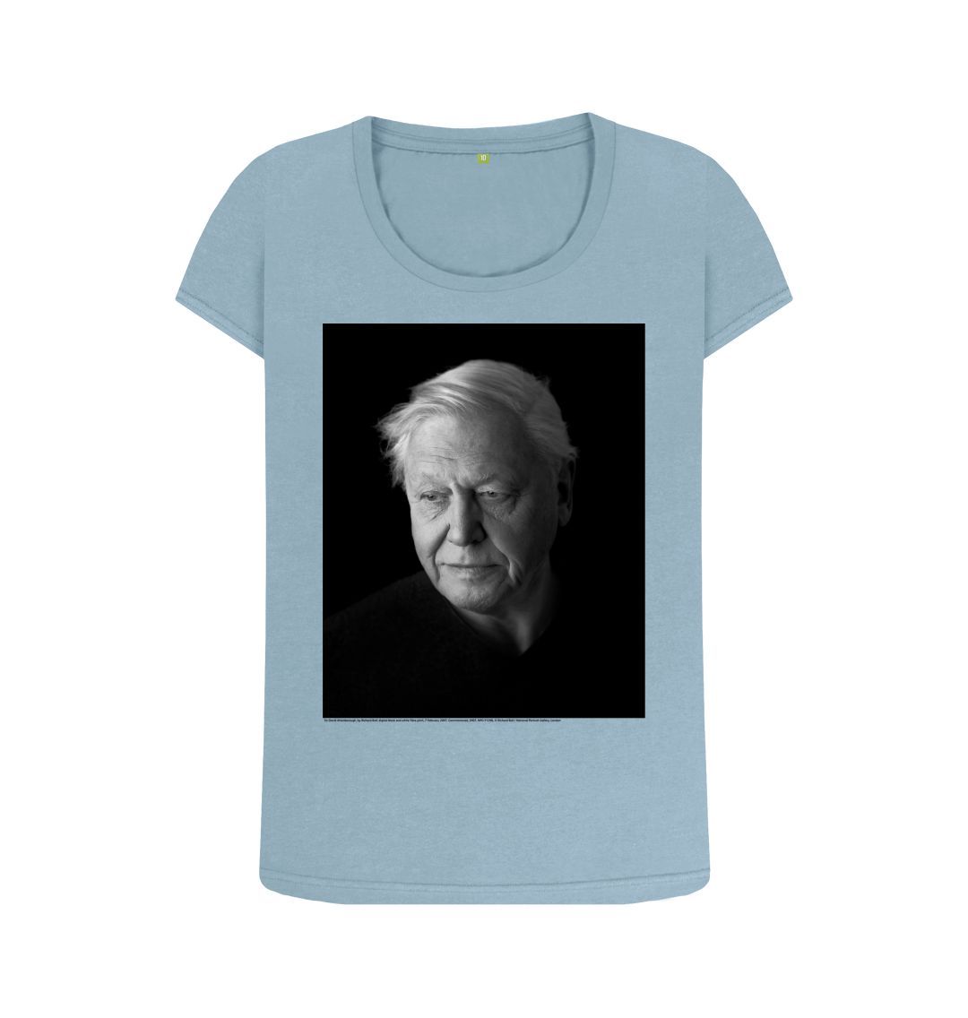 Stone blue sir david attenborough women's scoop neck t shirt