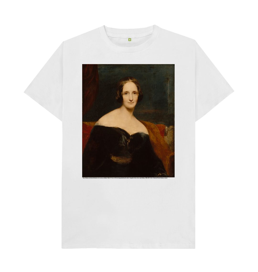 White mary shelley unisex t shirt