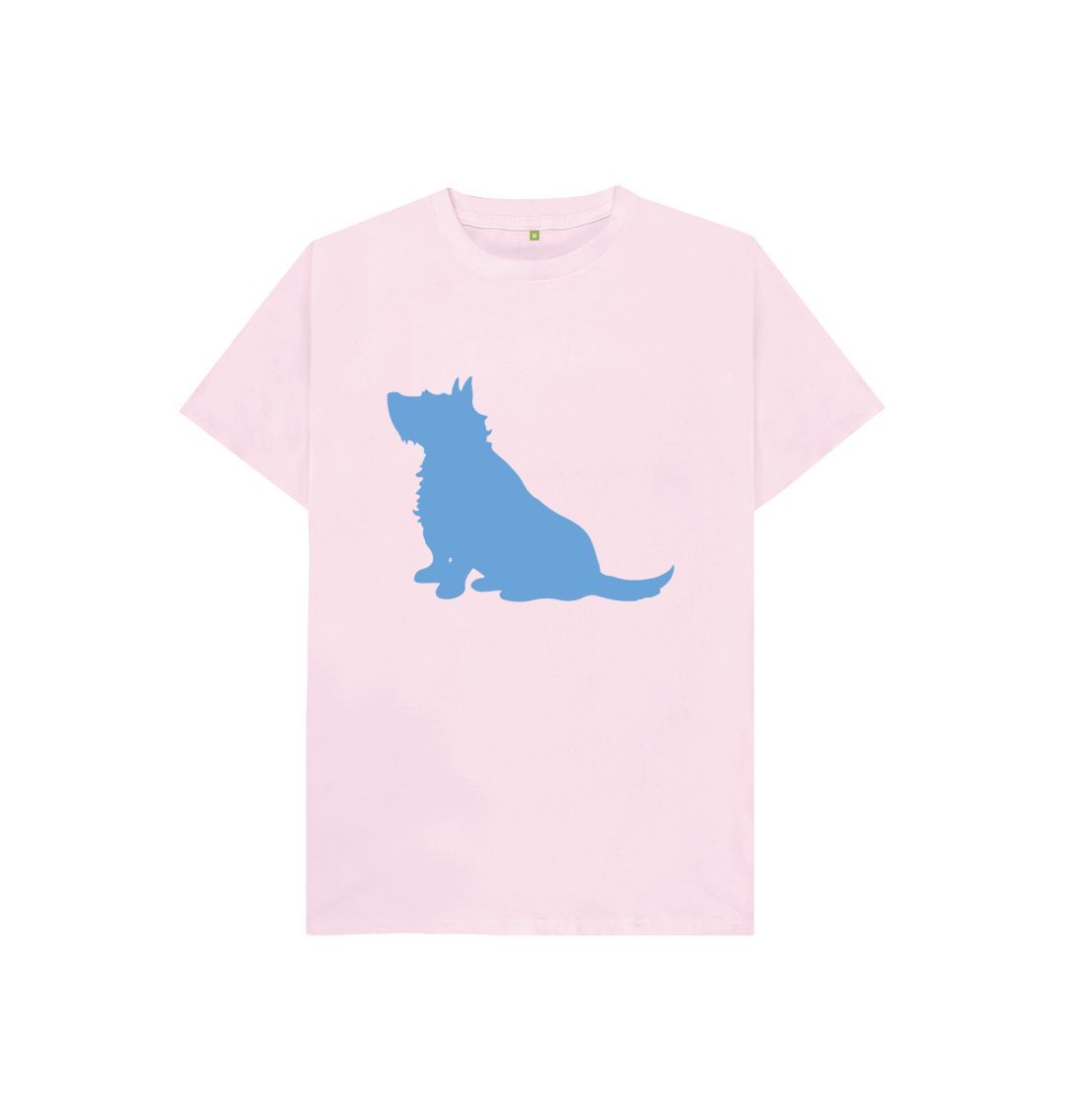 Pink hubert leslie blue dog silhouette kids t shirt