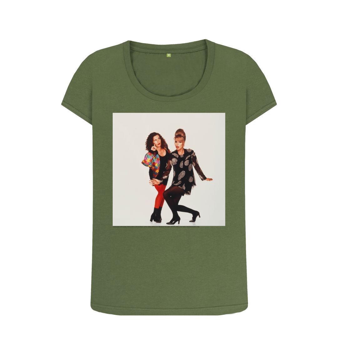 Khaki joanna lumley; jennifer saunders as edina and patsy in 'absolutely fabulous' women's scoop neck t shirt