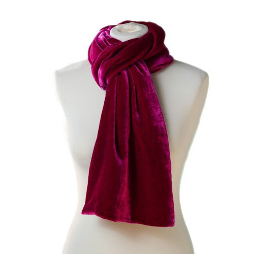 Classic silk velvet scarf in pink fuchsia colourway.