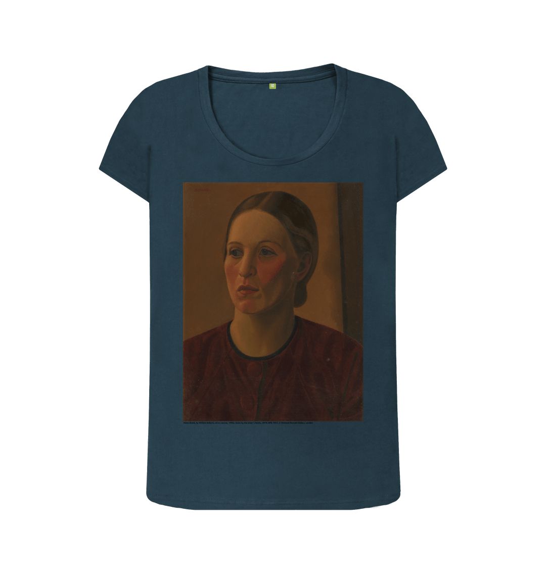 Denim blue helen brook women's scoop neck t shirt