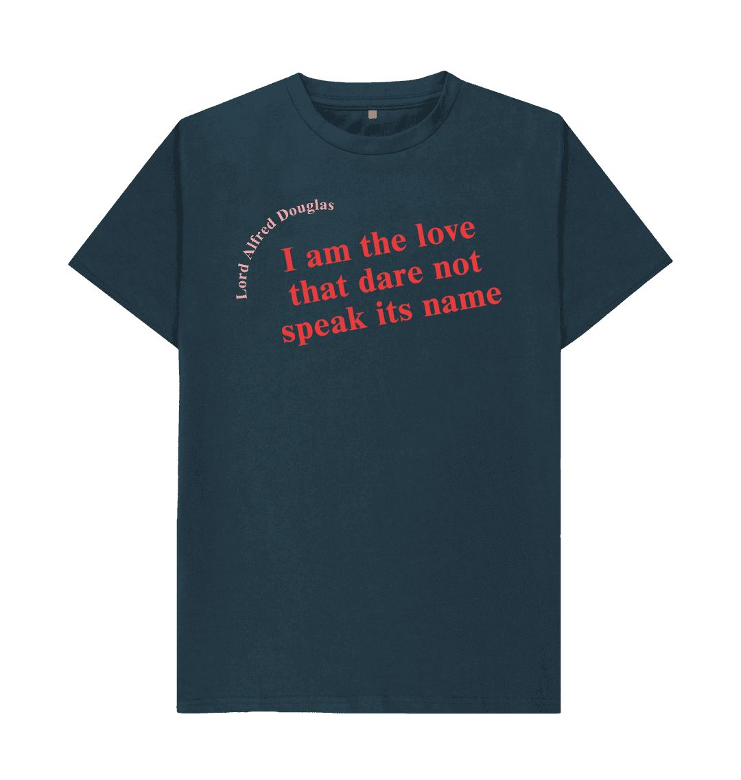 Denim blue lord alfred douglas unisex quote t shirt with red font