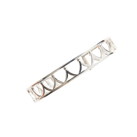 Crown design sterling silver cuff bracelet, side view