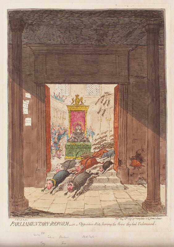 'parliamentary reform, or opposition rats, leaving the house they had undermined' npg d12614