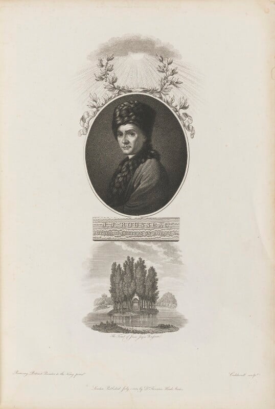 Jean jacques rousseau with 'the tomb of jean jaque rousseau' npg d34340