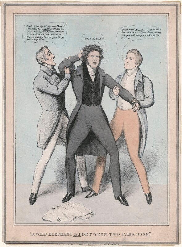 A wild elephant led between two tame ones npg d48807