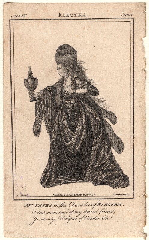 Mary ann yates as electra in thomas francklin's 'orestes' (after voltaire) npg d8945