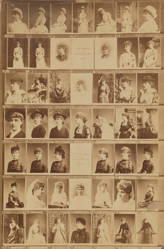 May fortescue (née finney) as dorothy in 'dan'l druce'; may fortescue (née finney); madge milton; julia lavinia gwynne; ellen terry npg ax139900