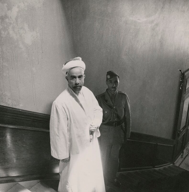 Abdullah bin husayn, emir of transjordania in his palace at amman and an unknown man npg x126297