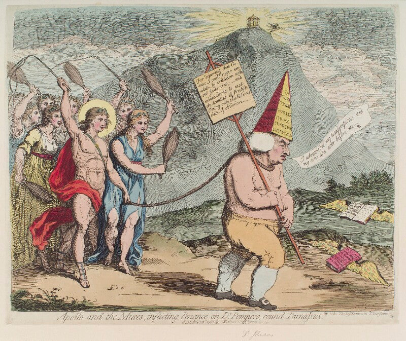 Samuel johnson ('apollo and the muses, inflicting penance on dr pomposo, round parnassus') npg d12342