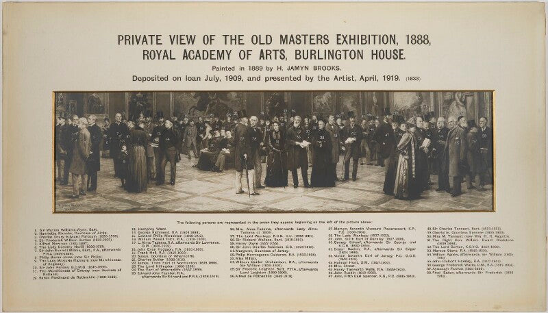 Key to private view of the old masters exhibition, royal academy, 1888 npg d42236