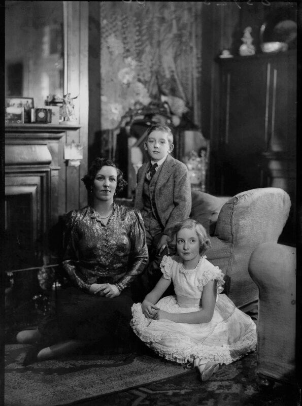 Lady gisborough with her two children, thomas richard long, 3rd baron gisborough and angela mary chaloner npg x37405