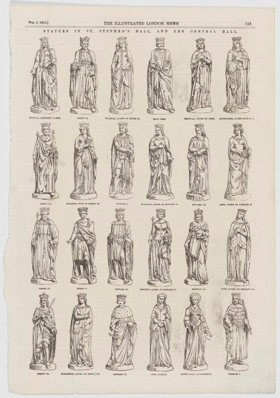 'statues in st stephen's hall and the central hall', new palace of westminster npg d47366