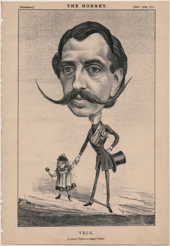 'teck. a serene prince a happy father' (possibly queen mary; prince francis, duke of teck) npg d48255