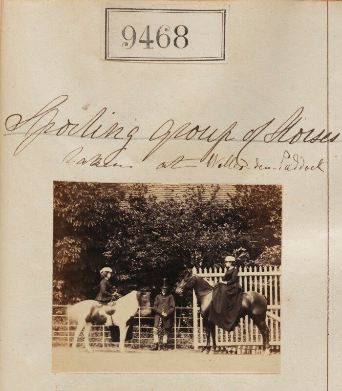 'sporting group of horses taken at willesden paddock' (three unknown sitters) npg ax59275