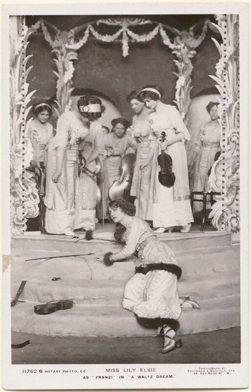 Lily elsie as 'franzi' in 'a waltz dream' with unknown members of the cast npg x201088