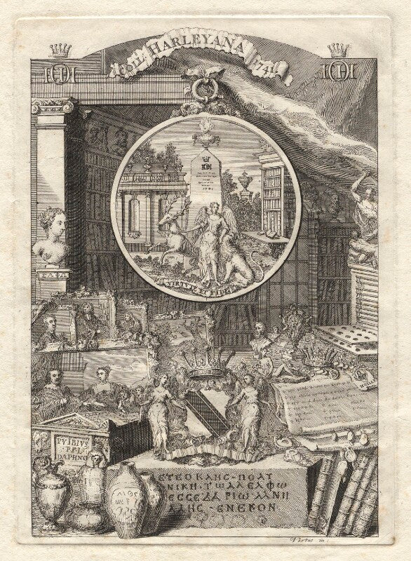 Frontispiece to catalogue of collection of pictures and portraits assembled by edward harley, 2nd earl of oxford npg d5446