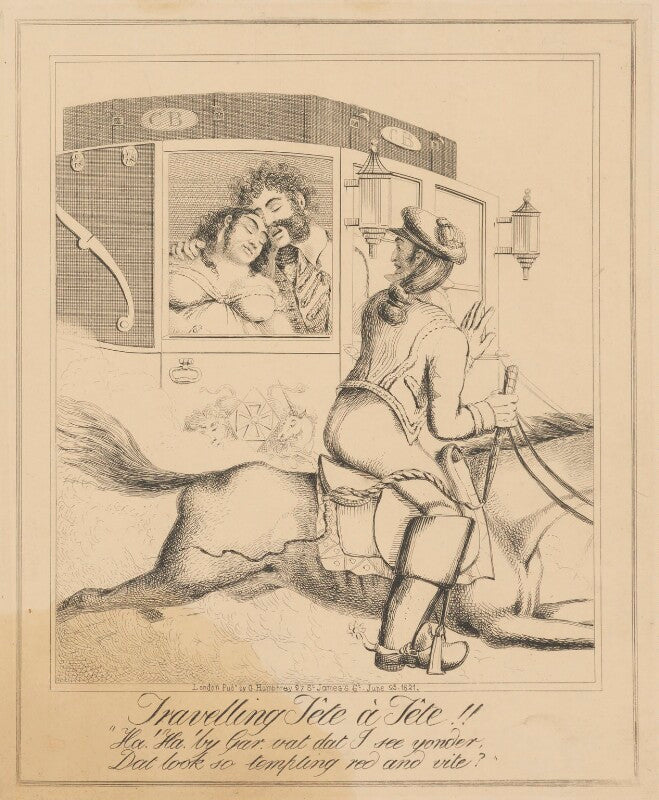 Travelling tête à tête!! (princess caroline of brunswick wolfenbüttel; bartolomeo pergami and an unknown man) npg d17924b