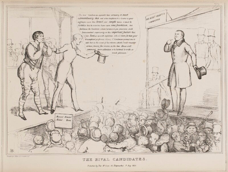 The rival candidates (michel boai; sir alexander cray grant, 8th bt; arthur wellesley, 1st duke of wellington) npg d41012