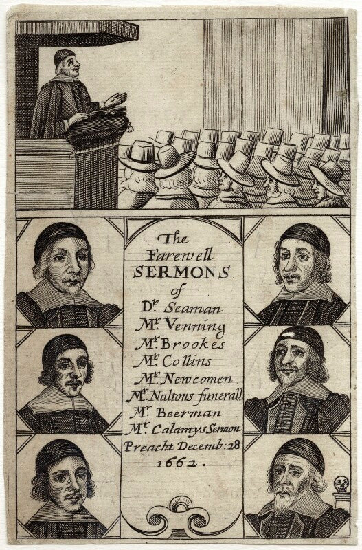 The farewell sermons of...(john collins; ralph venning; edmund calamy; lazurus seaman; matthew newcomen; beerman) npg d29683
