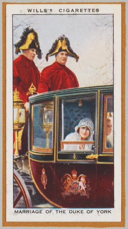 'marriage of the duke of york' (queen elizabeth, the queen mother; king george vi and four unknown coachmen) npg d47231