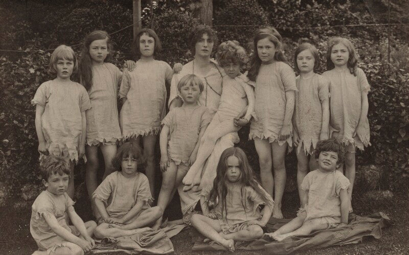 Benjamin britten with his mother edith rhoda britten (née hockey) and others from the cast of charles kingsley's 'the water babies' npg x15173