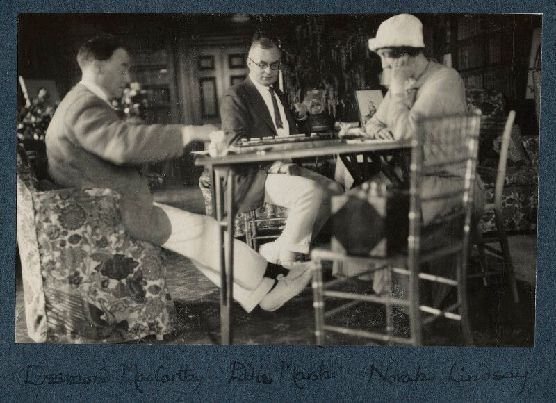 Sir desmond maccarthy; sir edward howard marsh; norah mary madeleine lindsay (née bourke) npg ax142191