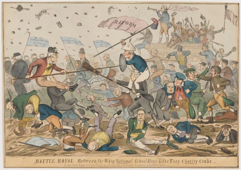 Battle royal between the whig national school boys & the tory charity crabs npg d46056