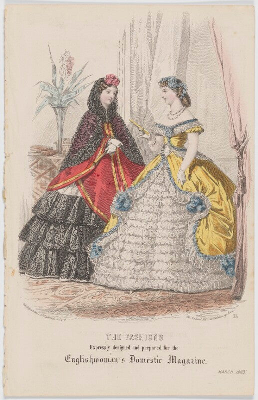 'the fashions'. ball dress, march 1863 npg d48002