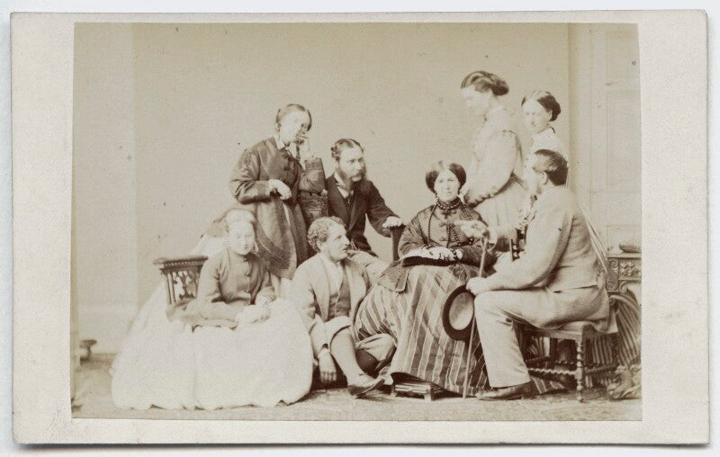 Family group including hon. georgina louisa mostyn, hon. frances sarah whittuck (née butler), robert balfour stewart and frances penelope (née rawson), viscountess mountgarret npg ax46293
