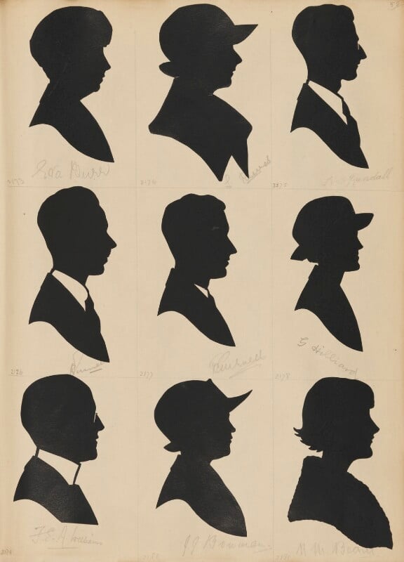 Tourists on the west pier, brighton (eva mary burr (née jeffrey); l. reeves; n.d. randall; hummel?; m. curwell?; g. hilliard; f.e.a. williams; j.j. bowman; n.m. beard) npg d46516