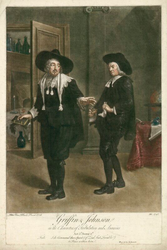 Benjamin griffin as tribulation; benjamin ('ben') johnson as ananias in ben jonson's 'the alchemist' act iii, scene 2 npg d34968