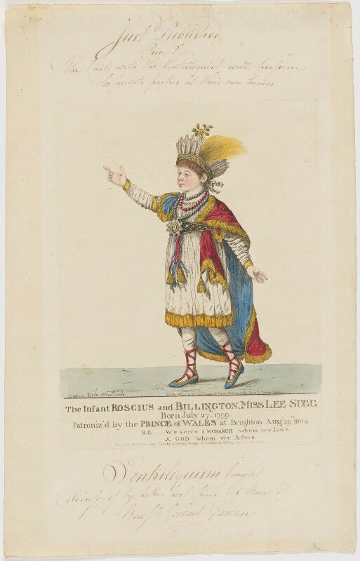 The infant roscius and billington, catherine lee sugg (later mrs hackett) as rolla in sheridan's 'pizarro' npg d47120