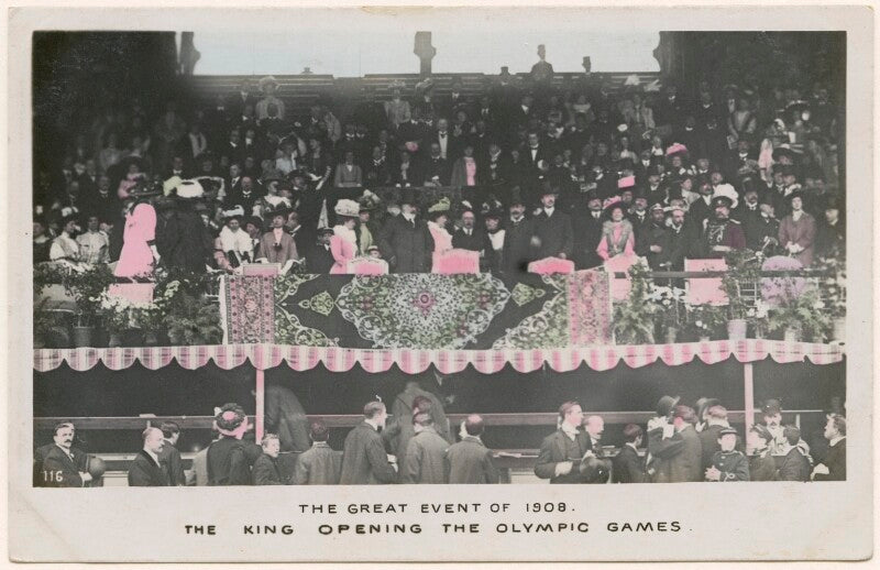 'the great event of 1908. the king opening the olympic games' npg x193081