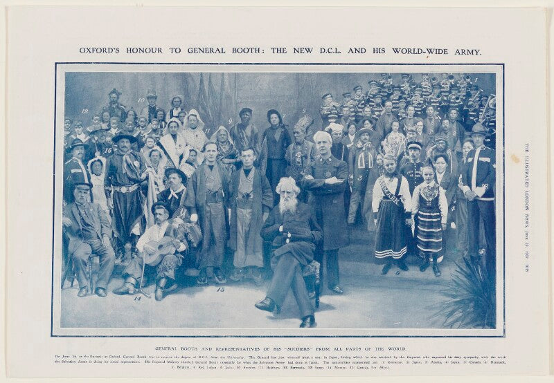Oxford's honour to general booth: the new d.c.l. and his world wide army (william booth; (william) bramwell booth) npg d43014