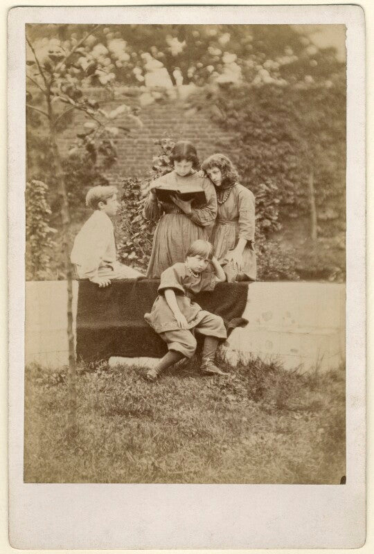 Sir philip burne jones, 2nd bt; jane alice ('jenny') morris; margaret mackail (née burne jones); may morris npg x19863