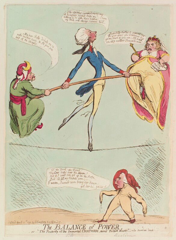 'the balance of power. or "the posterity of the immortal chatham, turn'd posture master"' npg d13004