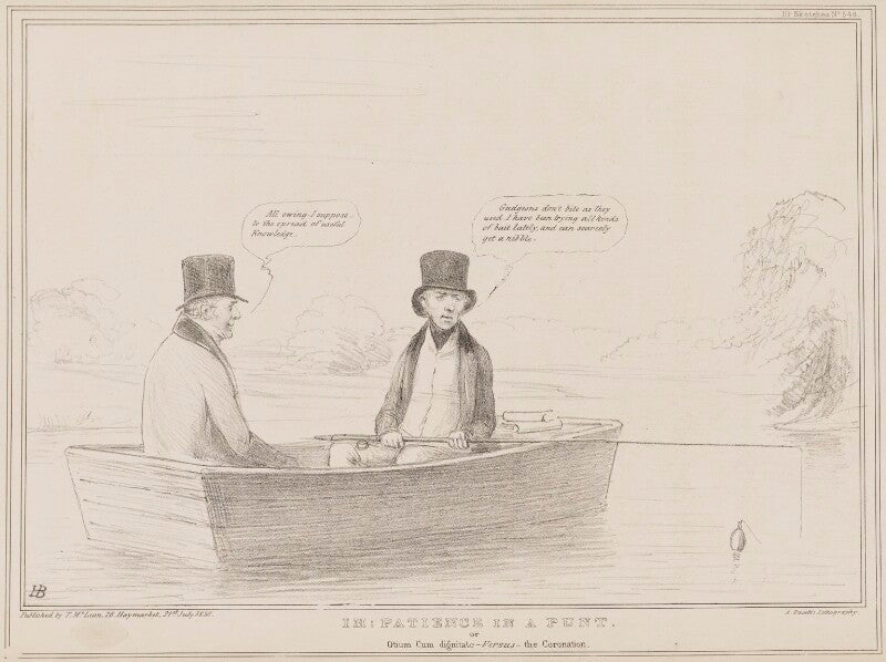 Im:patience in a punt (charles phillips; henry brougham, 1st baron brougham and vaux) npg d41482