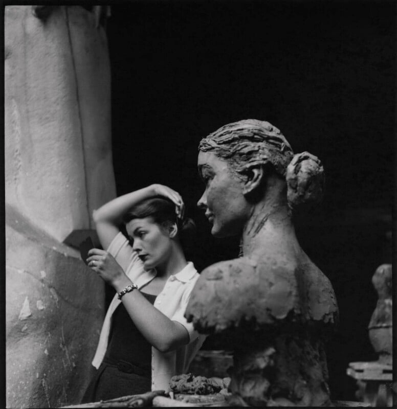 Nancy rogers with her bust by sir jacob epstein npg x136759