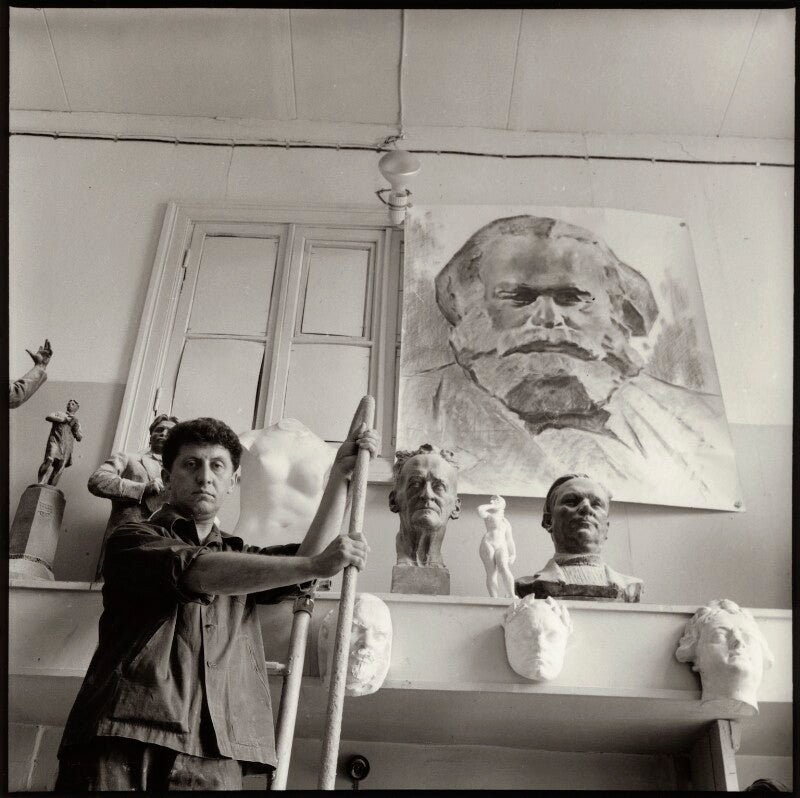 Lev efimovich kerbel with works including a sketch for his monumental bust of karl marx npg x134756