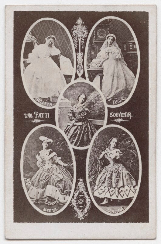 Adelina patti as violetta in 'la traviata'; as lucia in 'lucia de lammermoor'; as herself; as martha in 'martha'; as zerlina in 'don juan' npg x193206