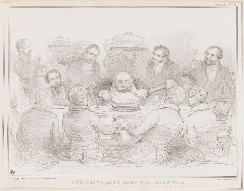 Attacking john upon his weak side (charles de laet waldo sibthorp; thomas grosvenor egerton, 2nd earl of wilton; john bull) npg d41389