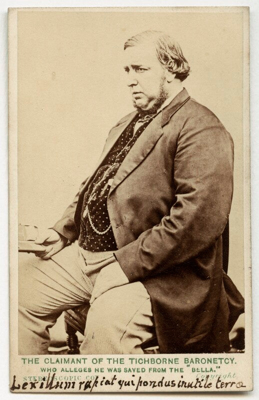 'the claimant of the tichborne baronetcy who alleges he was saved from the 'bella'' (arthur orton) npg x12623